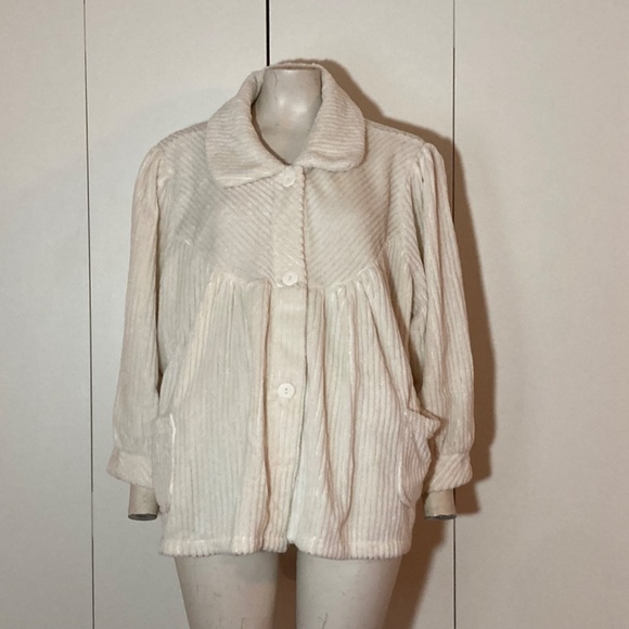 Collections Etc Women's Soft Fleece Button Front Bed Jacket pockets XXLarge - Picture 7 of 7